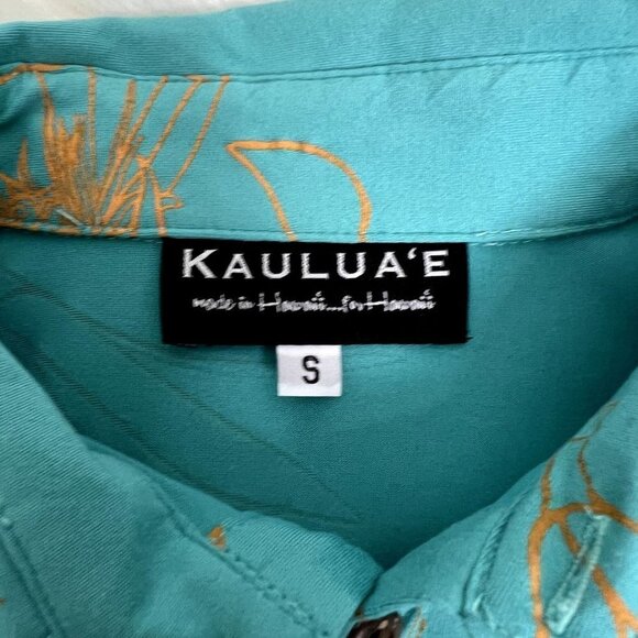 Kauluae Boys Youth Small Miulana Palani Pullover Polo Shirt Seafoam Teal Gold - Picture 4 of 8